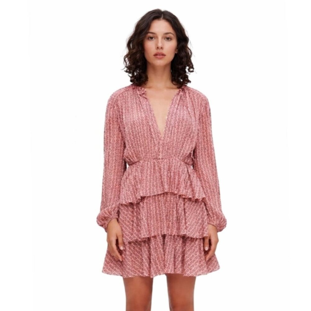 NWT Maje Rilivate Floral Print Tiered Mini Dress